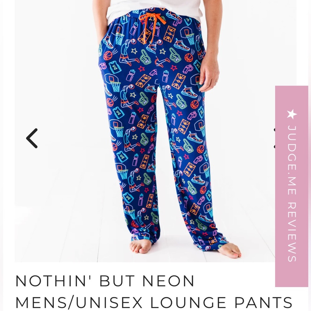 Kiki and Lulu bamboo adult pajama pants - neon basketball theme!
